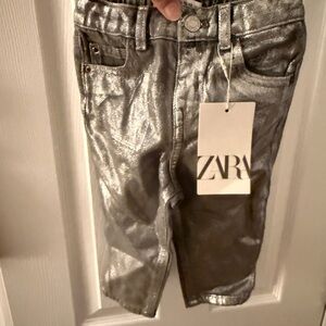 Zara Kids Shiny Silver Jeans
